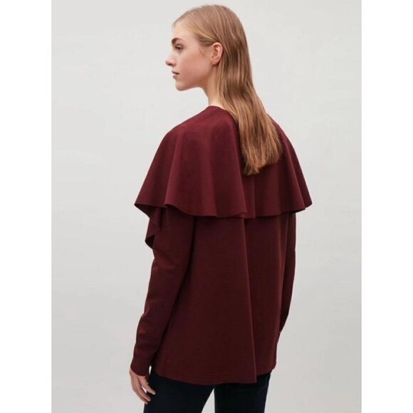 Cos | Draped pullover top in Burgundy/Maroon - Picture 7 of 8